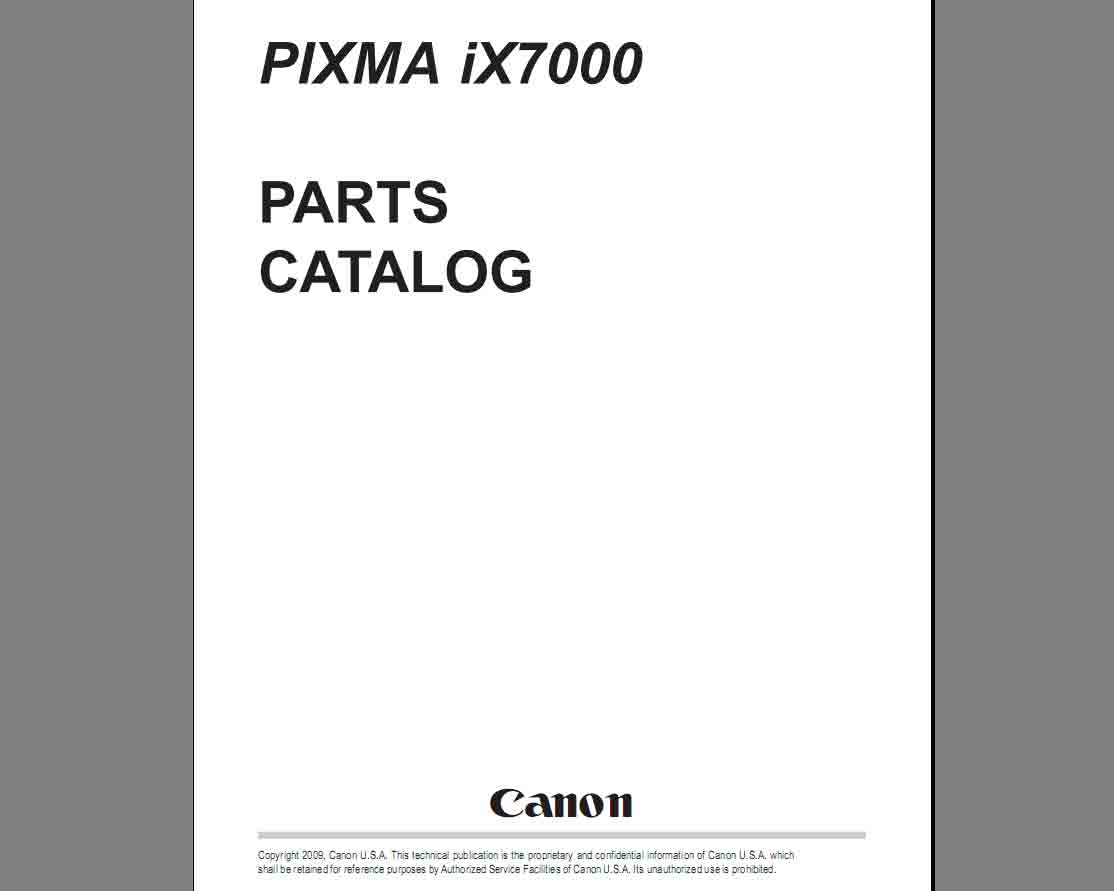 CANON iX7000 Parts Catalog