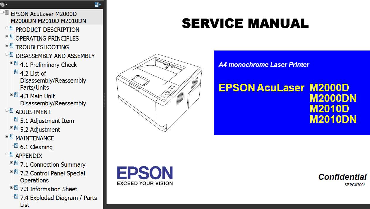 AcuLaser M2000D, M2000DN, M2010D, M2010DN Printer Service Manual, Parts List, Exploded Diagram