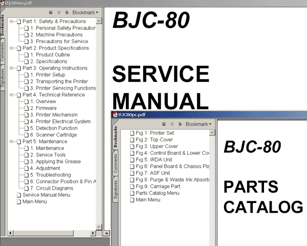 CANON BJC-80 printer<br> Service Manual and Parts Catalog