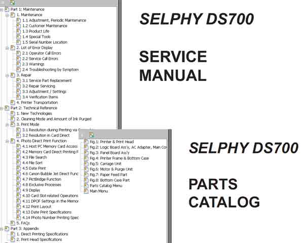 CANON SELPHY DS700 printer Service Manual and Parts Catalog
