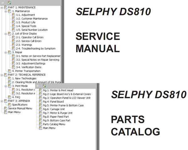 CANON SELPHY DS810 printer Service Manual and Parts Catalog