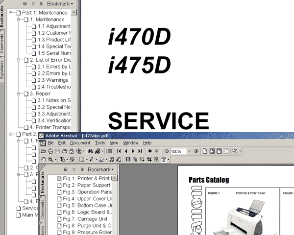 CANON i475d printer<br> Service Manual and Parts Catalog