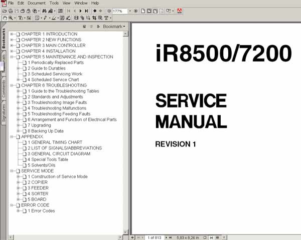 CANON iR7200, iR8500  Service Manual