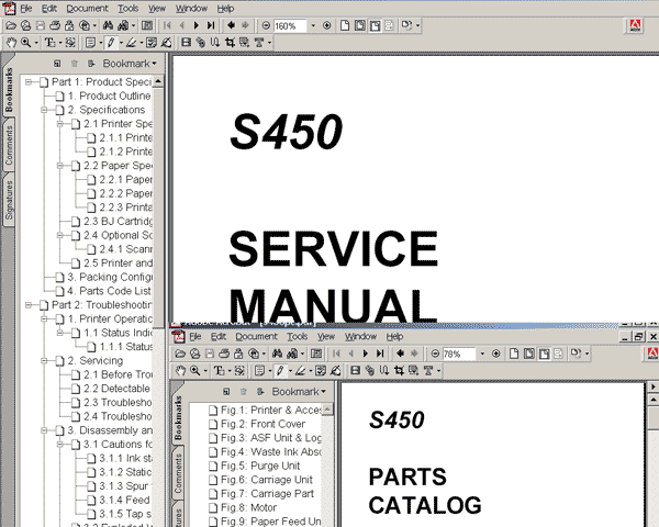 CANON S450 printer<br> Service Manual and Parts Catalog