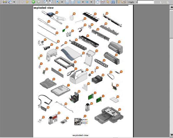 HP Business InkJet 2600 Exploded View and Parts List