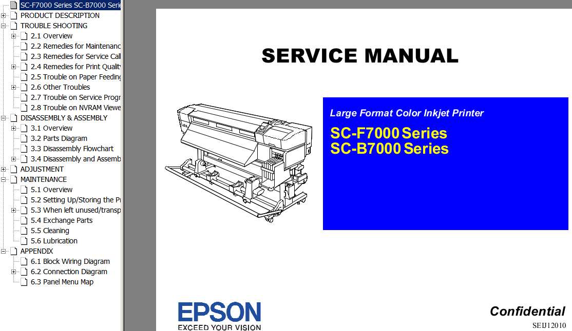 Epson <b>SC-F7000, SC-B7000  Series </b> Large Format Color Inkjet Printer  Service Manual  and Block Wiring Diagram <font color=red>New!</font>