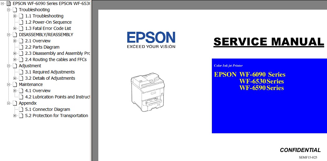 Epson <b> WF-6090, WF-6530, WF-6590 Series</b> printers Service Manual  <font color=orange>New!</font>