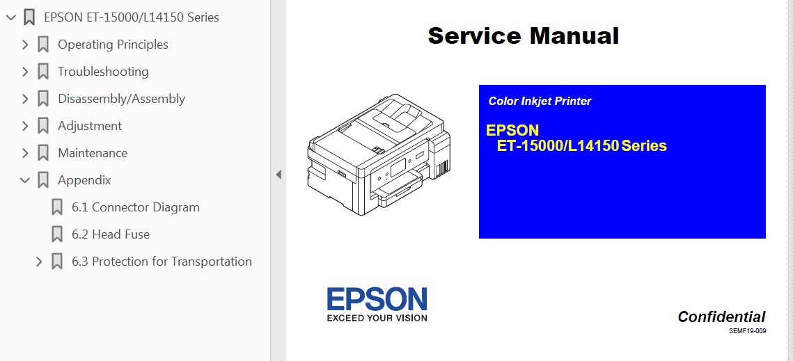 Epson <b>ST-2000, ST-3000, ST-4000, L4150, L4160, L6160, L6170, L6190, ET-2700, ET-2750, ET-3700, ET-3750, ET-4750</b> printers Service Manual  <font color=red>New!</font>