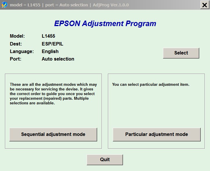 Epson <b>L1455  </b> (ESP/EPOL) Ver.1.0.0 Service Program  <font color=red>New!</font>