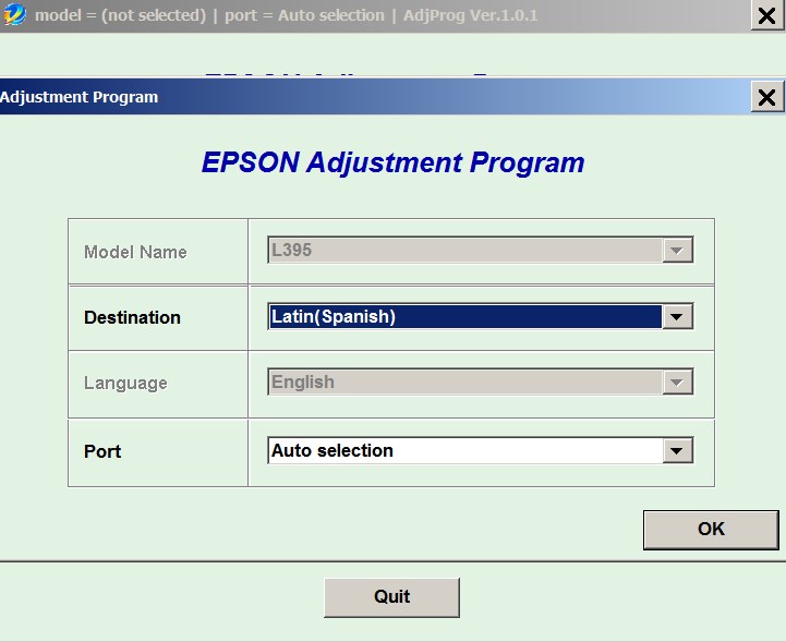 Epson <b>L395 </b> (Latin) Ver.1.0.1 Service Adjustment Program