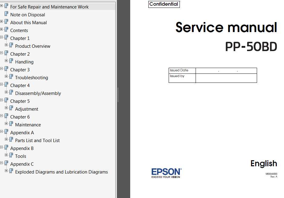 Epson <b>PP-50BD</b> DiscProducers Service Manual, Exploded Diagram and Parts List  <font color=red>New!</font>