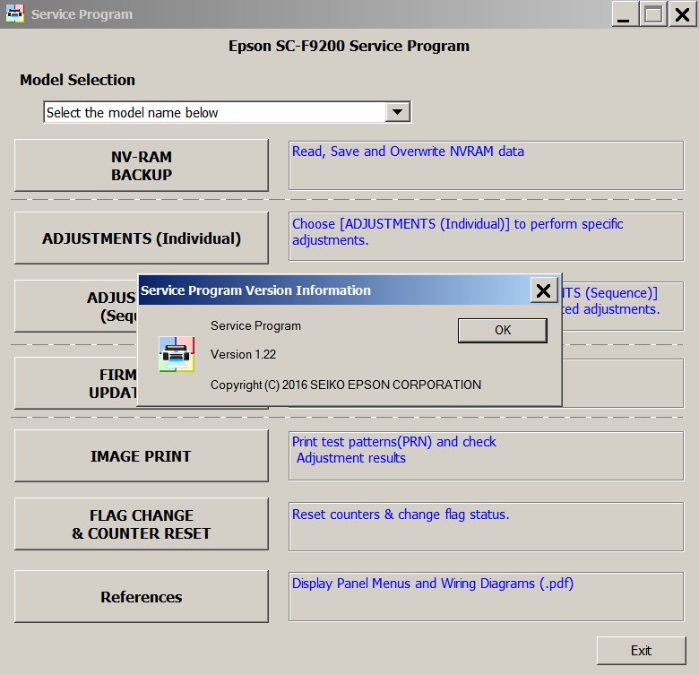 Epson SureColor <b> SC-F9200 Series,  SC-F9270 Series,  SC-F9280 Series</b> Service  Adjustment Program V 1.22 <font color=red>New!</font>