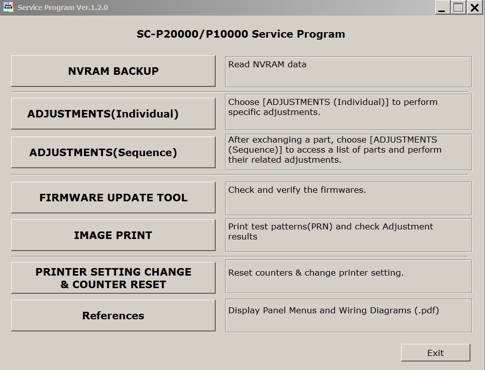 Epson <b>SureColor SC-P10000 Series, SC-P20000 Series </b> Service Program <font color=red>New!</font>