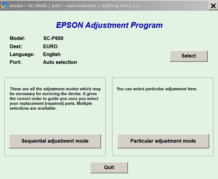 Epson <b>Sure Color SC-P600 </b> (EURO) Ver.1.1.3 Service Adjustment Program  <font color=red>New!</font>