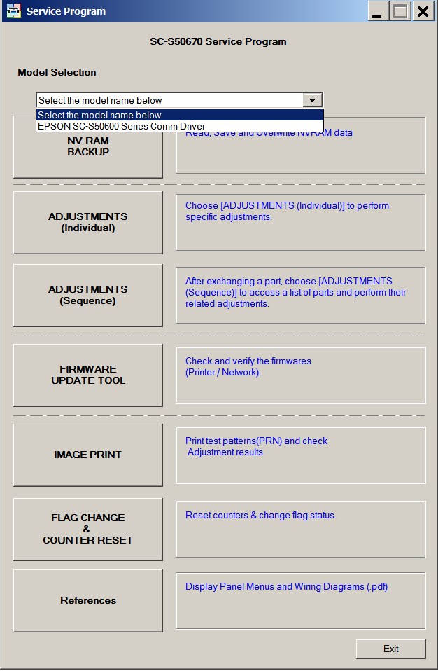 Epson <b>SureColor SC-S50600, SC-S50610, SC-S50670</b> Service Adjustment Program