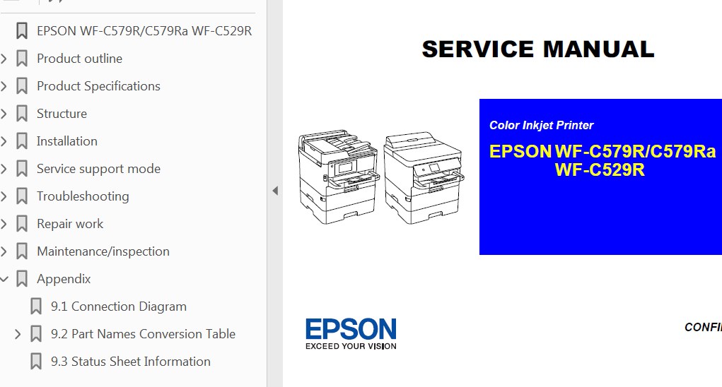 Epson <b> WF-C529R, WF-C579R, WF-C579Ra </b> printers Service Manual  <font color=orange>New!</font>