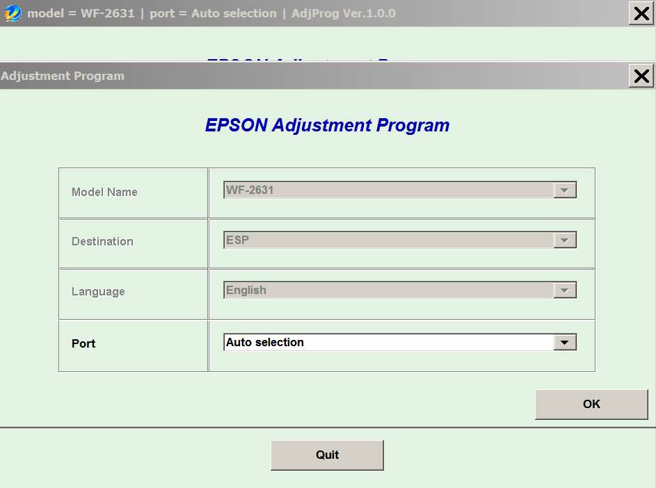 Epson <b>WorkForce WF-2631</b> (ESP) Ver.1.0.0 Service Adjustment Program  <font color=red>New!</font>