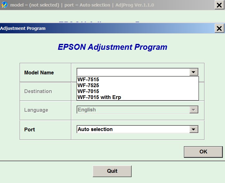 Epson <b>WorkForce WF-7015 (with Erp), WF-7515, WF-7525</b> (EURO or CIS) Ver.1.1.0 Service Adjustment Program  <font color=red>New!</font>