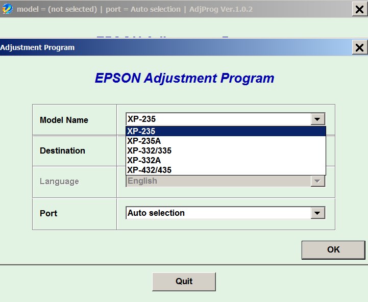 Epson XP-55, XP-510, XP-610, XP-615, XP-710, XP-810 (Euro, Belgium