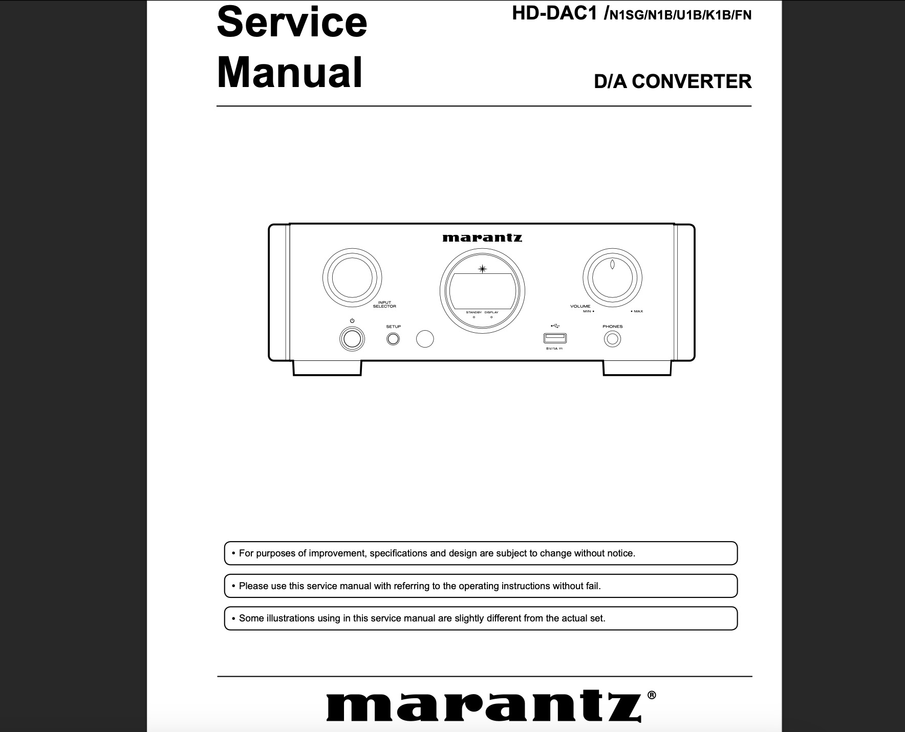 Marantz HD-DAC1 Converter Service Manual, Exploded View and Diagrams