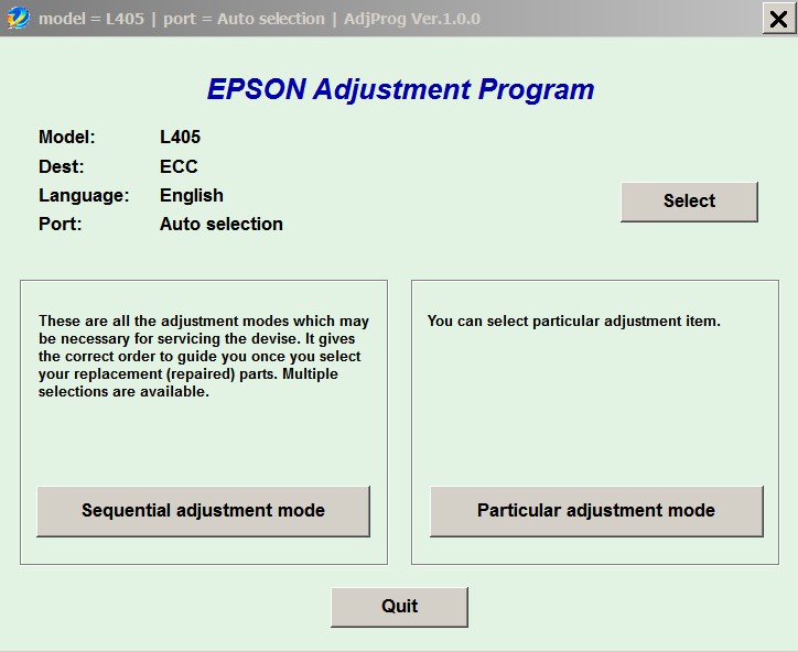 Epson <b>L405 </b> (ECC) Ver.1.0.0 Service Program  <font color=red>New!</font>