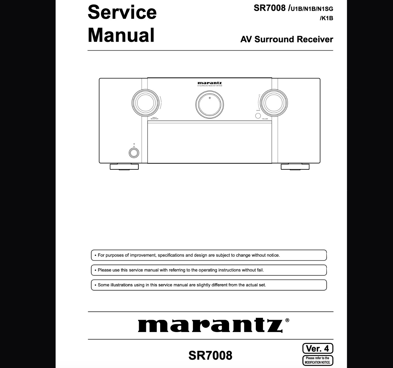Marantz SR7008 AV Surround Receiver Service Manual, Parts List, Exploded View, Wiring and Schematic Diagram