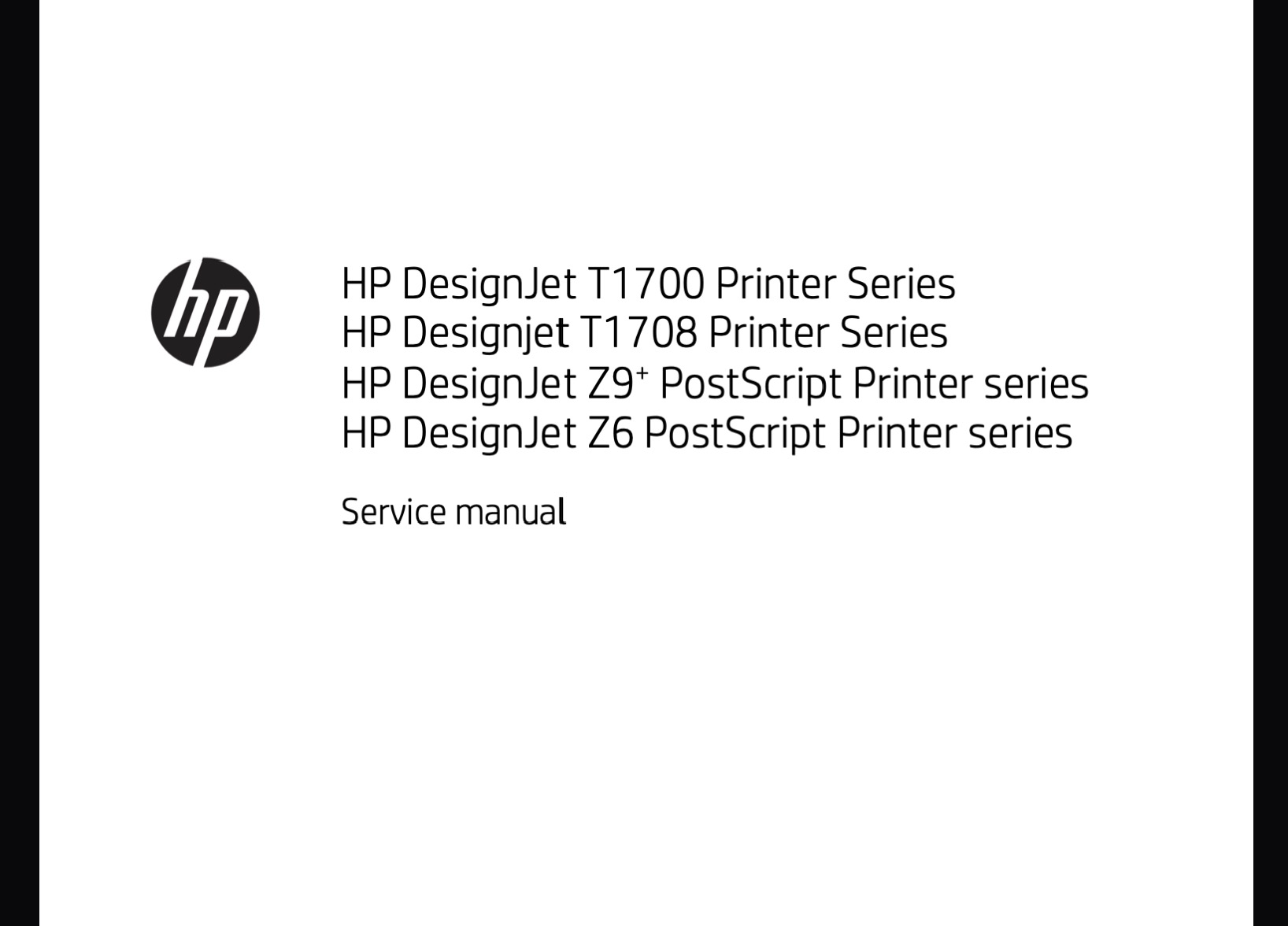 HP DesignJet T1700 Printer Series, T1708 Printer Series, DesignJet Z9+ PostScript Printer series, Z6 PostScript Printer series printer Service Manual and Parts List and Diagrams