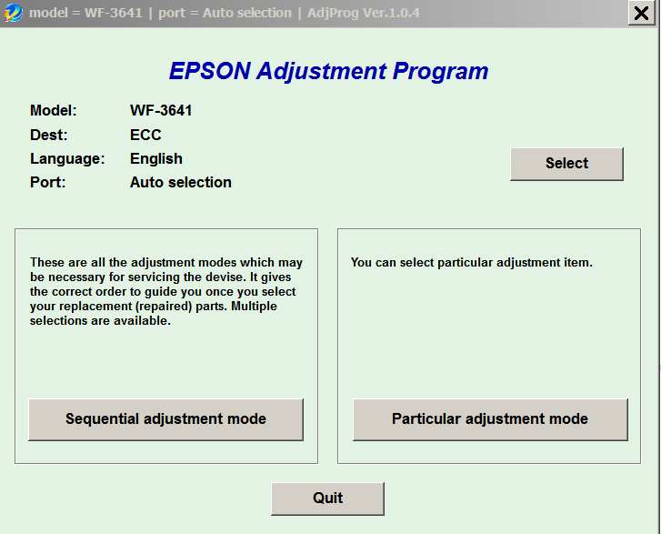 Epson <b>WorkForce WF-3641</b> (ECC) Ver.1.0.4 Service Adjustment Program  <font color=red>New!</font>
