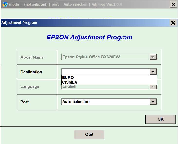 Epson <b>BX320FW</b> (EURO, CISMEA) Ver.1.0.4 Service Adjustment Program