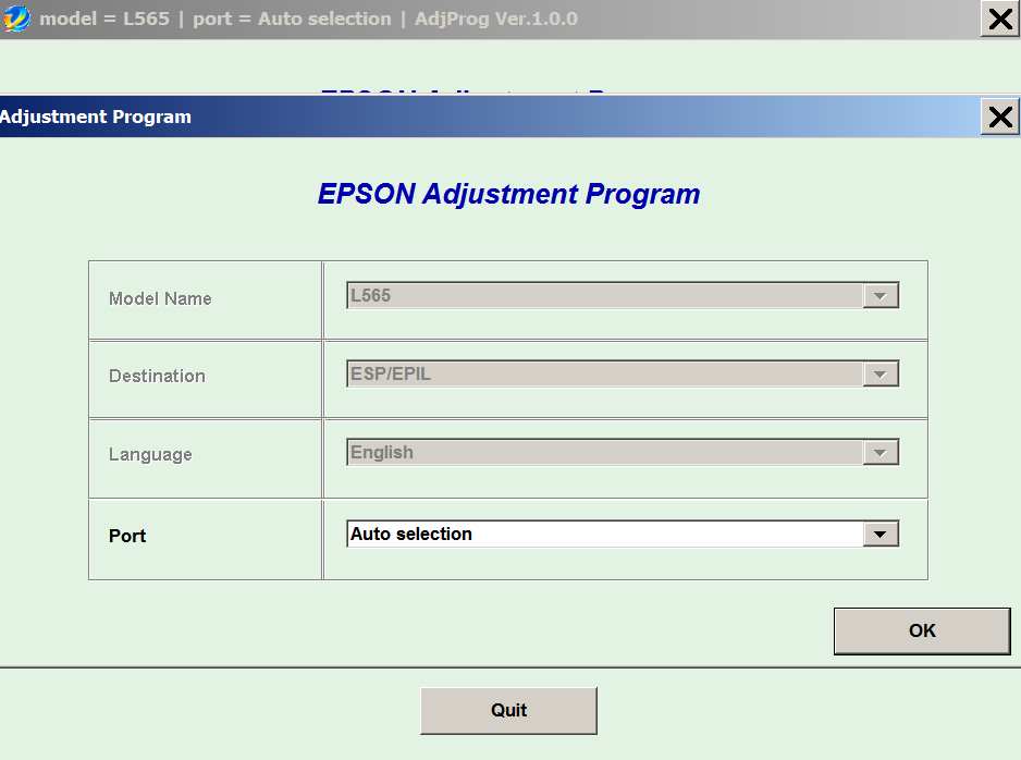 Epson <b>L565 </b> (ESP/EPIL) Ver.1.0.0 Service Adjustment Program