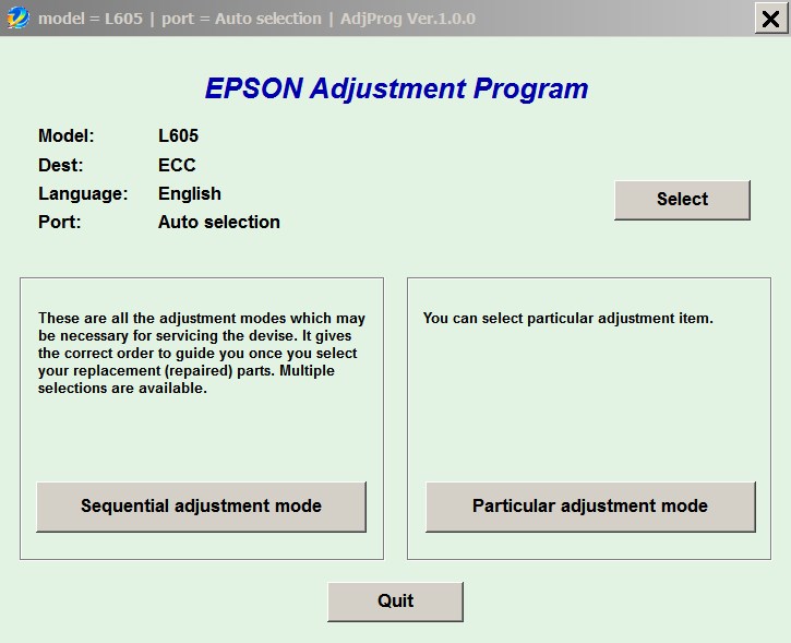 Epson <b>L605 </b> (ECC) Ver.1.0.0 Service Program