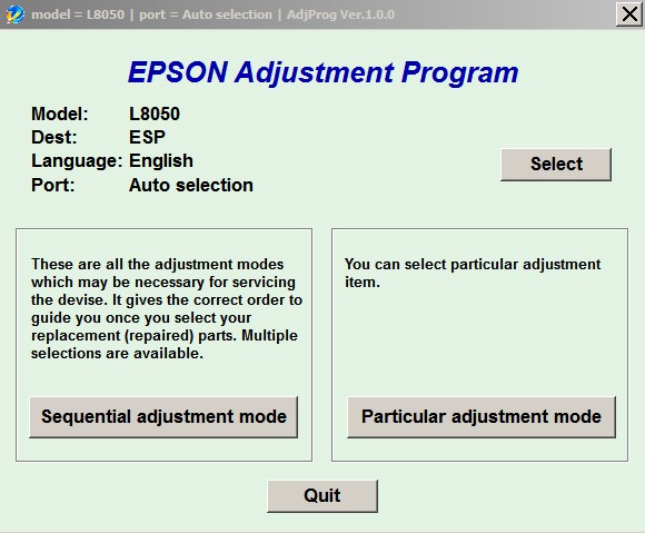 Epson <b>L8050</b> (ESP) Ver.1.0.0 Service Adjustment Program  No Limited <font color=red>New!</font>