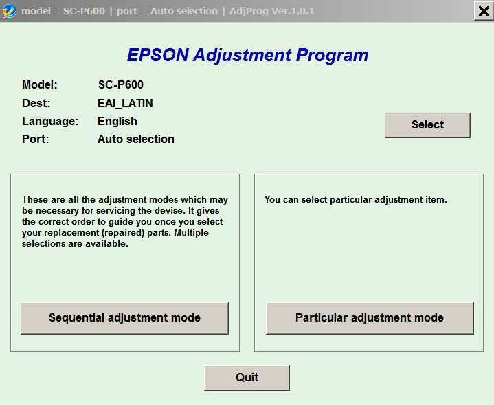 Epson <b>Sure Color SC-P600 </b> (EAI) Ver.1.0.1 Service Adjustment Program  <font color=red>New!</font>