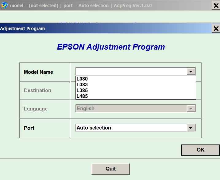 Epson <b>L380, L383, L385, L485 </b> (ECC) Ver.1.0.0 Service Program