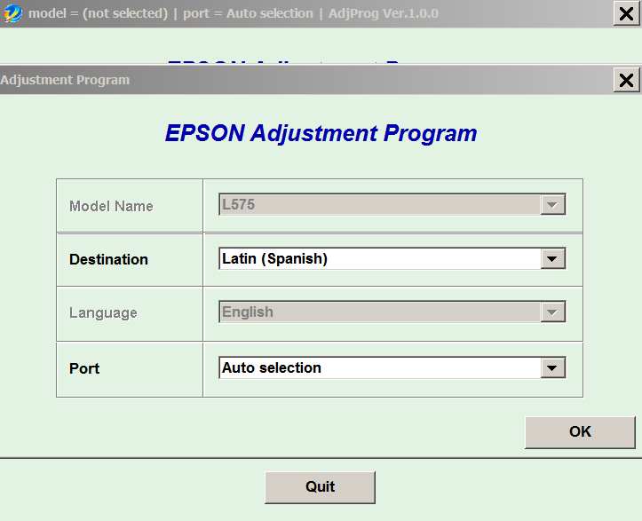 Epson <b>L575 </b> (Latin) Ver.1.0.0 Service Adjustment Program