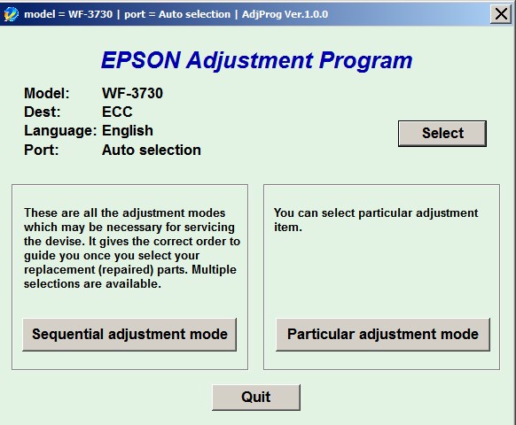 Epson <b>WorkForce WF-3730</b> (ECC) Ver.1.0.0 Service Adjustment Program  <font color=red>New!</font>