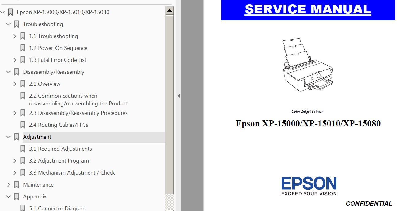 Epson <b> XP-15000, XP-15010, XP-15080</b> printers Service Manual  <font color=orange>New!</font>