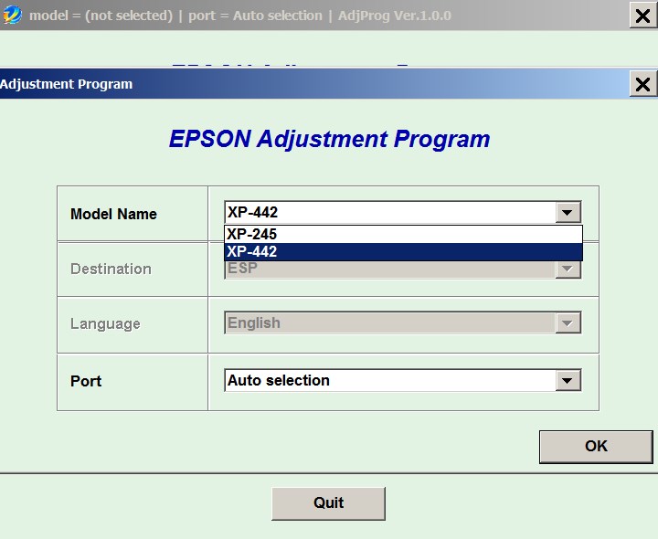 Epson <b> XP-245, XP-442  </b> (ESP) Ver.1.0.0 Service Adjustment Program