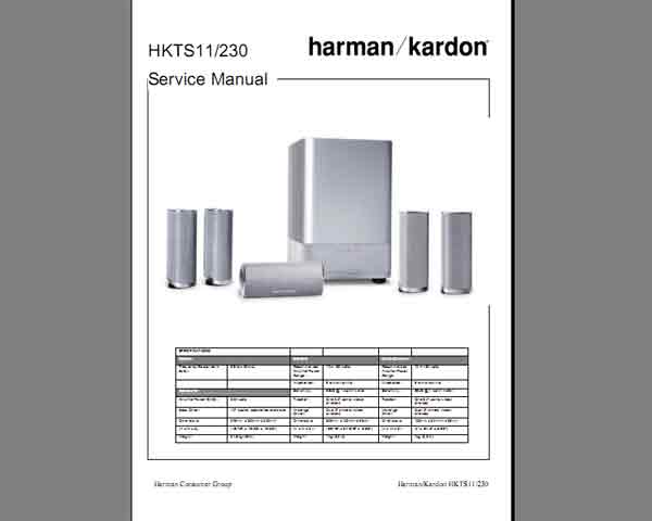 Harman Kardon HKTS11-230 Service Manual, Block and Schematics Diagram, Electrical Parts List and Exploded View