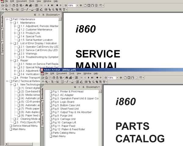 CANON i860, i865 printers<br> Service Manual and Parts Catalog