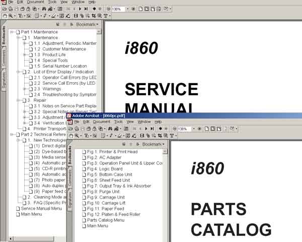 CANON i860, i865 printers<br> Service Manual and Parts Catalog CANON i860, i865 printers<br> Service Manual and Parts Catalog