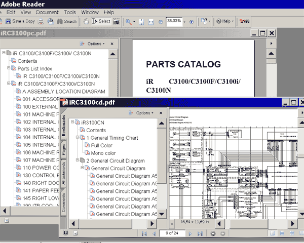 Canon iRC3100 Series, iR3100CN Copiers Parts Catalog and Cirquit Diagram