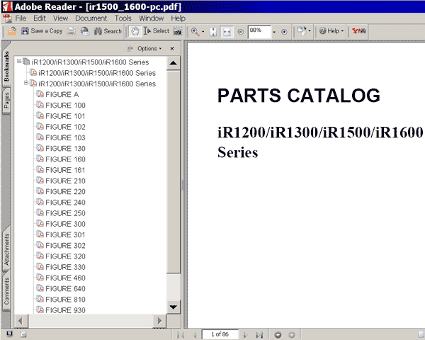 Canon iR1200, iR1300, iR1500, iR1600 Series Parts Catalog