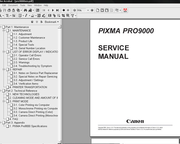 CANON Pro 9000 printer<br> Service Manual