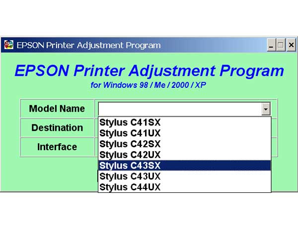 Epson C41, C42, C43 Printers Service Program