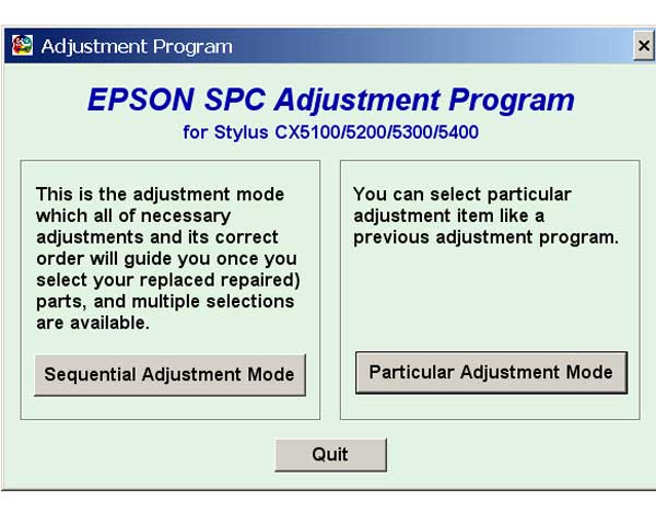 Epson CX5100, CX5200, CX5300, CX5400 Service Program