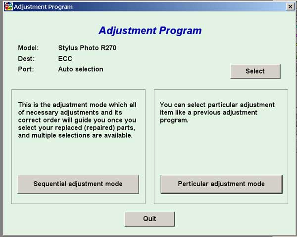 Epson R270 Service Adjustment Program