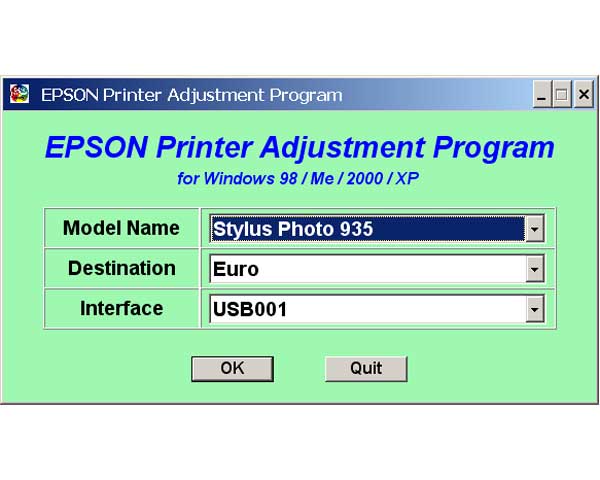 Epson Stylus Photo 935 Printer Service Adjustment Program