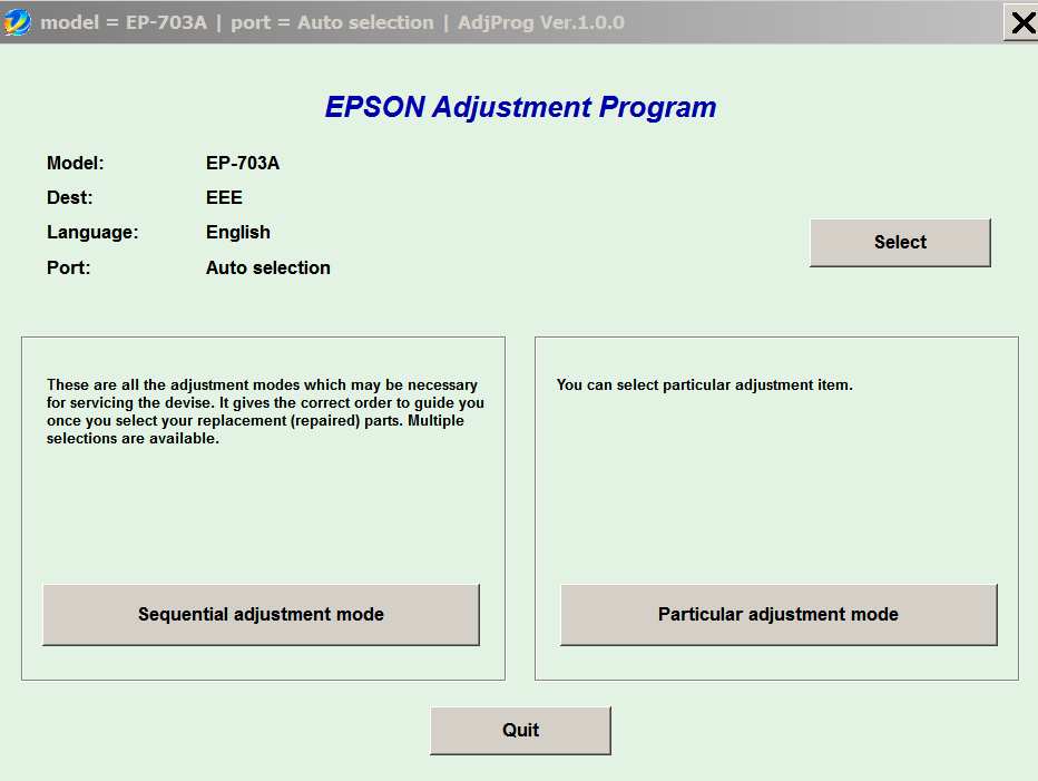 Epson l120 adjustment program download