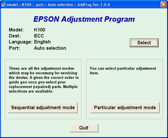 Epson <b>K100</b> (ECC) Ver.1.0.0 Service Adjustment Program  <font color=red>New!</font>